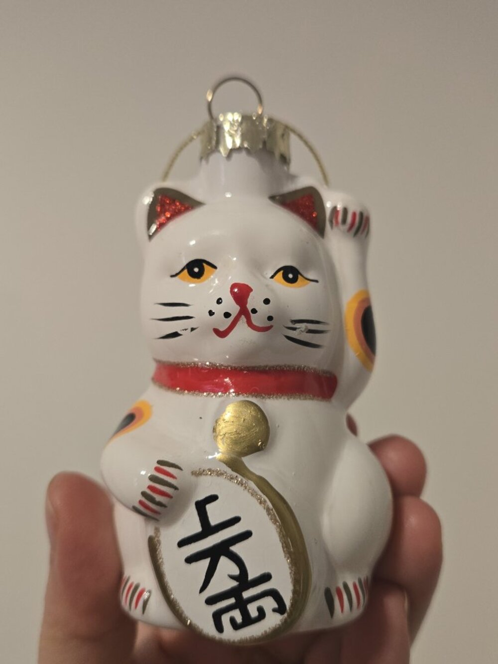 Neko ornament cat lucky hanging ceramic Christmas decoration